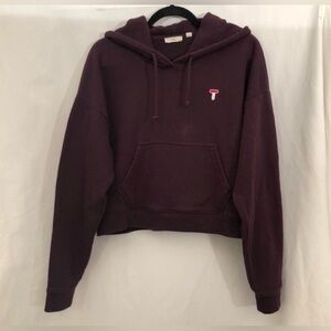 TNA Aritzia Purple Hooded Hoodie Sweatshirt Size Small Embroidered Logo